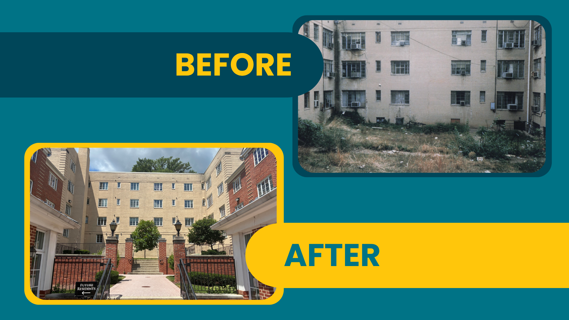 Before and after pictures of AHC's Woodbury Park