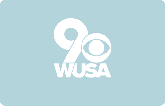 White 9 with the CBS eye logo and WUSA text below on a teal background, featured in the AHC Impact Report 2024.