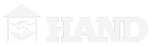 Logo with two hands shaking inside a house-shaped outline, next to the word HAND in bold, uppercase letters. The white design on a transparent background represents the AHC Impact Report 2024.