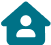 a teal house with a person inside icon