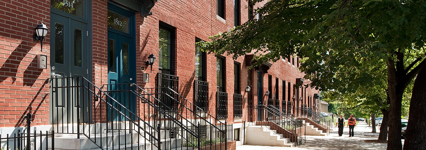 group of row house apartments in Baltimore Maryland