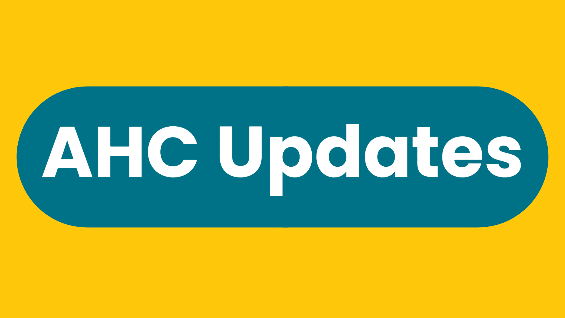 A teal rounded rectangle with white bold text reading AHC Updates on a bright yellow background highlights that a New Period Pantry opens at Gates of Ballston.