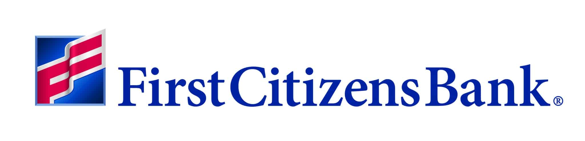Logo of First Citizens Bank. The image features a blue and red flag-like symbol on the left, followed by the words First Citizens Bank in blue serif font, reflecting its commitment to Affordable Homes & Communities, all on a white background.